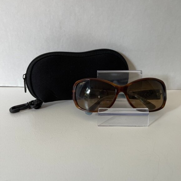 Maui Jim Sunglasses MJ295-03T Nalani Brown Woodgrain Blue Frames HCL Bronze Lens